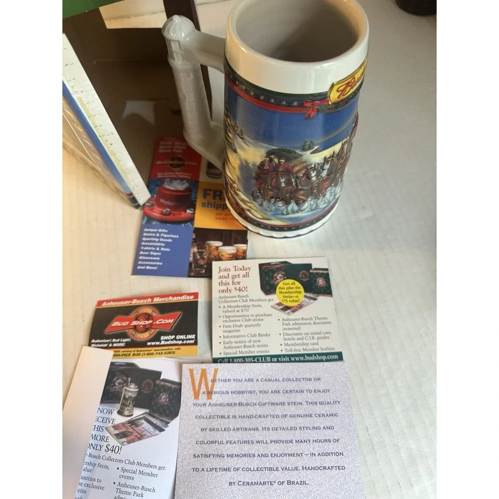 Budweiser Holiday Stein 2002 Guiding The Way Home CS529 w/ COA